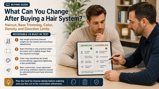 Consultant reviewing which hair system specifications can be changed after purchase