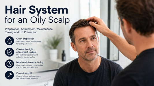 Hair system attachment routine reviewed for an oily scalp