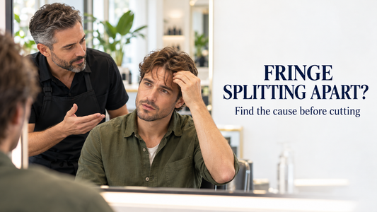 men hair system fringe separating into sections