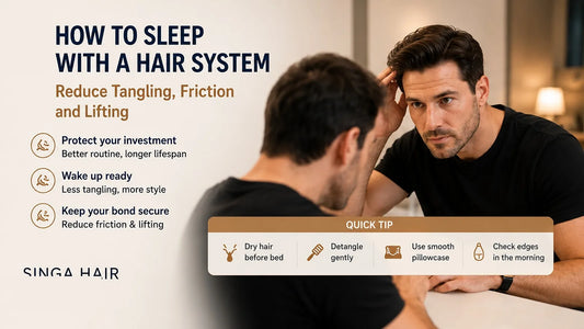 an preparing his hair system before going to sleep