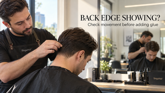hair system back edge checked while man looks downward