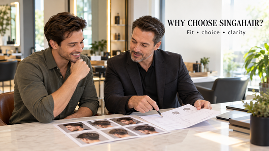 SingaHair mens hair system buying consultation with base color density planning