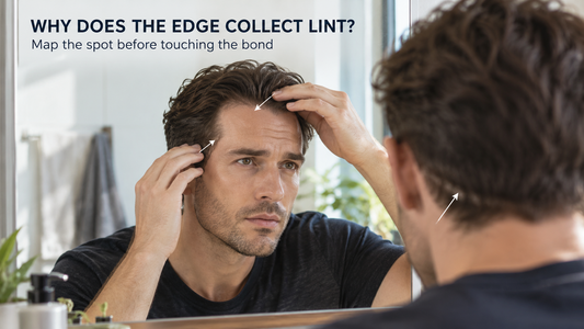 lint collecting at men hair system edge