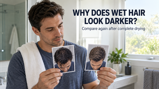 wet and dry hair system appearance compared by man in natural light