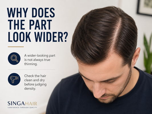 hair system part looks wider
