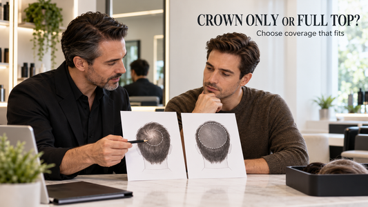 crown only versus full top mens hair system consultation