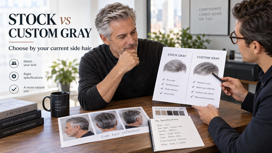 stock vs custom gray hair system comparison