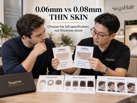 0.06mm vs 0.08mm thin skin hair system comparison