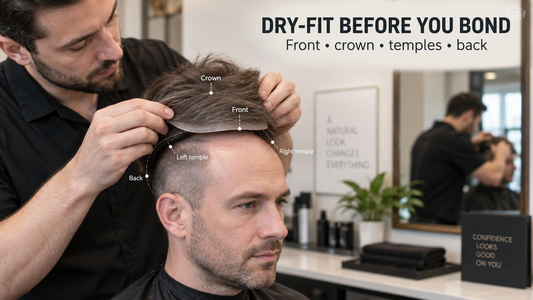 dry fitting and aligning a hair system before reattachment