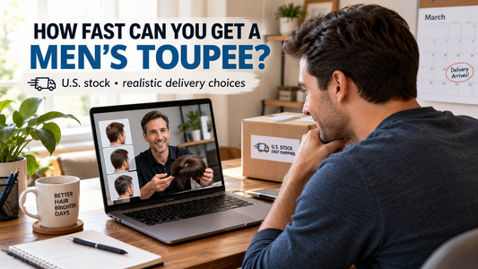 Man planning US warehouse mens hair system order and shipping