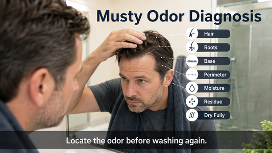 Hair system musty odor checked after washing