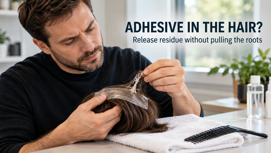 hair system adhesive transfer in hair strands safe cleanup