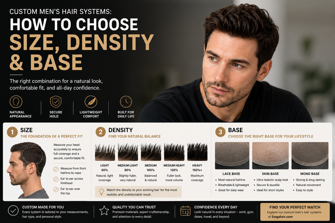 Custom Men's Hair Systems: How to Choose Size, Density & Base