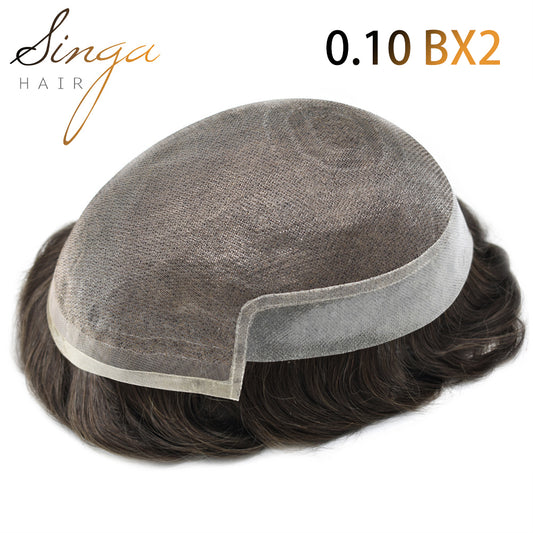 SINGA HAIR Hair System For Men Soft Welded Lace Base Front Human Hairpiece Bleached Knot Natural Hairline Hair System