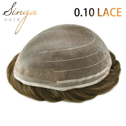 SINGA HAIR Toupee Hair for Men Real Human Hair  Super Fine Welded Mono Durable and Breathable Hairpieces for Men Bleached Knot Hair System