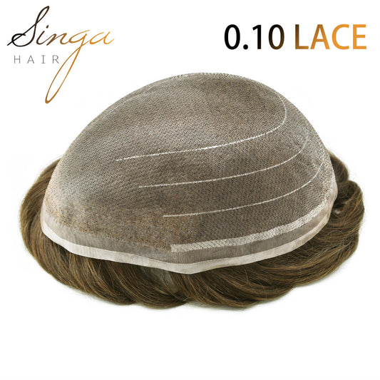 SINGA HAIR Toupee Hair for Men Real Human Hair  Super Fine Welded Mono Durable and Breathable Hairpieces for Men Bleached Knot Hair System