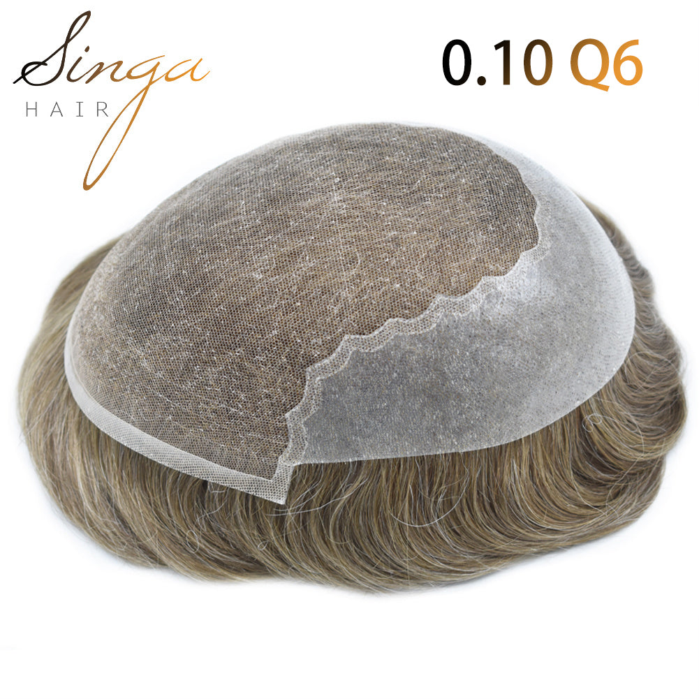 SINGA HAIR Hair System For Men Human Hair Swiss Super Welded Lace wIith Poly Natural Hairline Bleached Knots Toupee for Men