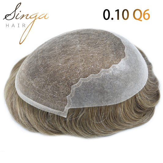 SINGA HAIR Hair System For Men Human Hair Swiss Super Welded Lace wIith Poly Natural Hairline Bleached Knots Toupee for Men