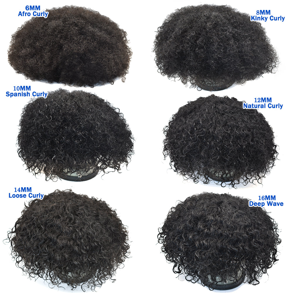 SINGA HAIR US STOCK Afro Toupee For Black Men Fine Mono Men Wave Hair Unit Clear Poly Around Kinky Curly Hairpiece