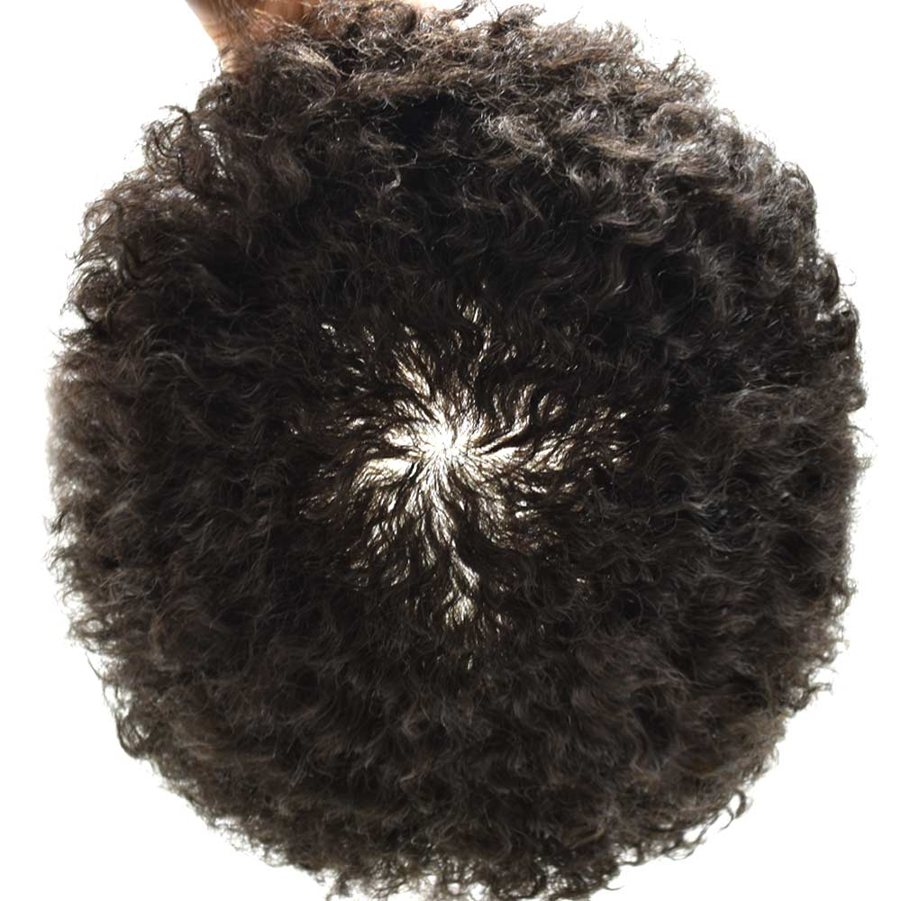 SINGA HAIR Afro Toupee For Black Men Full PU Curly Hair Unit For American African Men US Stock