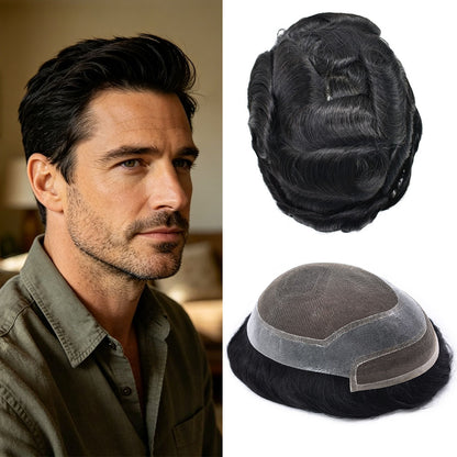 SINGA HAIR Mens Toupee Hair Pieces Invisible French Lace Hair Systems For Men