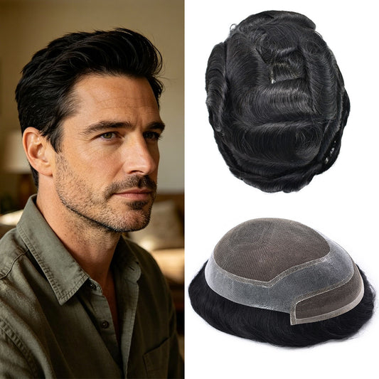 SINGA HAIR Mens Toupee Hair Pieces Invisible French Lace Hair Systems For Men