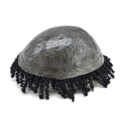 SINGA HAIR Afro Toupee for Black Men Poly Hair Units for African American Men Hair System Afro Brazilian Hair Replacement System