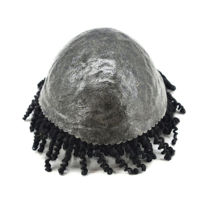 SINGA HAIR Afro Toupee for Black Men Poly Hair Units for African American Men Hair System Afro Brazilian Hair Replacement System