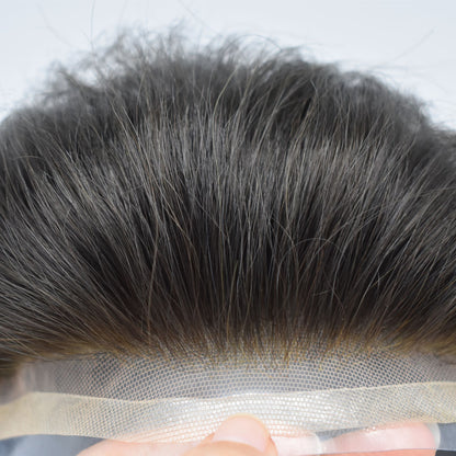 SINGA HAIR Toupee for Men Poly Skin Hair System Lace Front Hair Replacement System Hairpieces Bleached Knot
