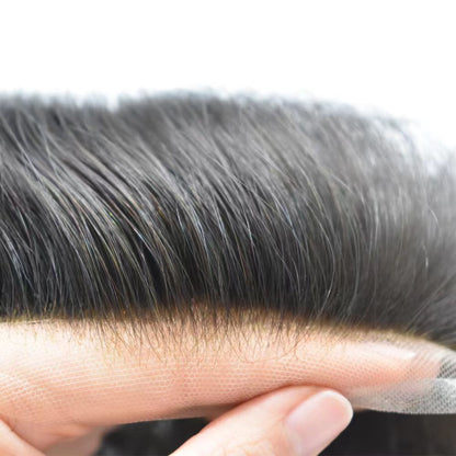 SINGA HAIR Toupee for Men Poly Skin Hair System Lace Front Hair Replacement System Hairpieces Bleached Knot