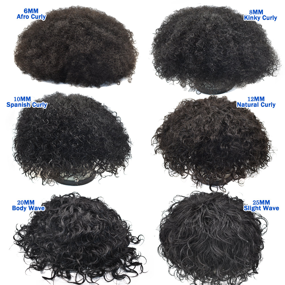 SINGA HAIR US STOCK Afro Toupee For Black Men Fine Mono Men Wave Hair Unit Clear Poly Around Kinky Curly Hairpiece