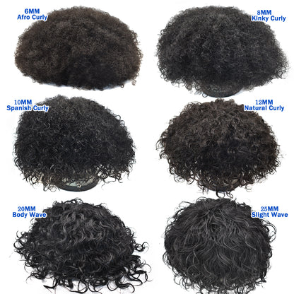 SINGA HAIR US STOCK Afro Toupee For Black Men Fine Mono Men Wave Hair Unit Clear Poly Around Kinky Curly Hairpiece