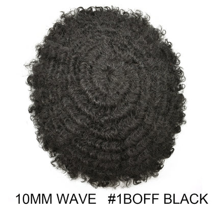 SINGA HAIR Mens Hair Unit Real Human Hair Afro Curl Toupee for Black Men Hand Tied Injected PU Breathable Kinky Curly African American Mens Wigs Hair Replacement System