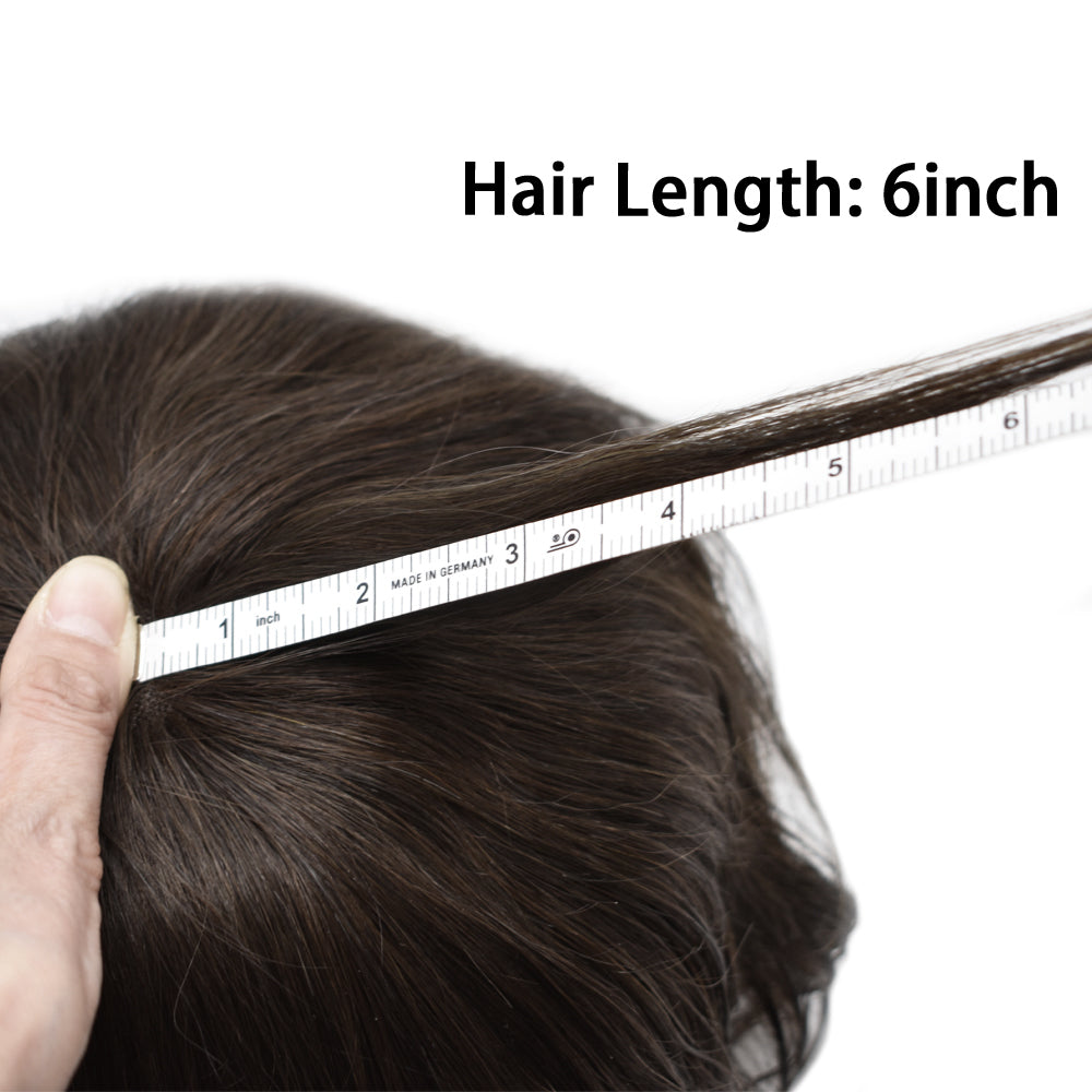 SINGA HAIR Mens Toupee Real Human Hair System for Men Fine Monofilament with Poly Skin Hairpieces for Men