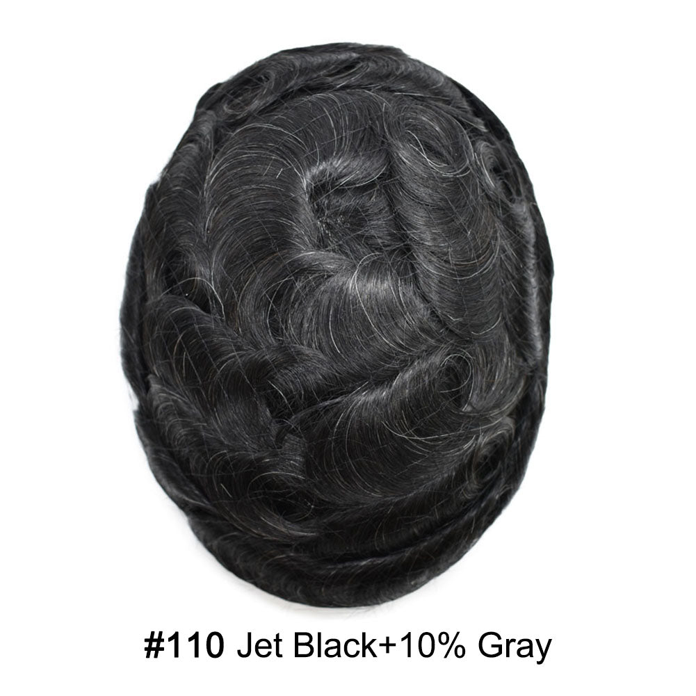 SINGA HAIR US Stock 0.06mm Ultra Thin Skin Hair System for Men V-Looped Knots Mens Hairpieces Toupee for Men
