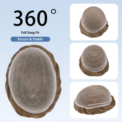 SINGA HAIR Toupee Hair for Men Real Human Hair  Super Fine Welded Mono Durable and Breathable Hairpieces for Men Bleached Knot Hair System