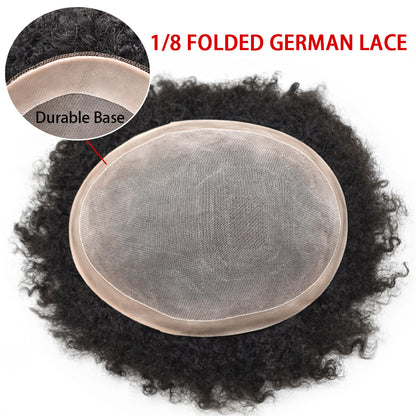 SINGA HAIR Afro Toupee for Black Men Real Human Hair Pieces Fine Monofilament with Poly Coated NPU Around Kinky Curly Man Weave Hair Units for Black Men