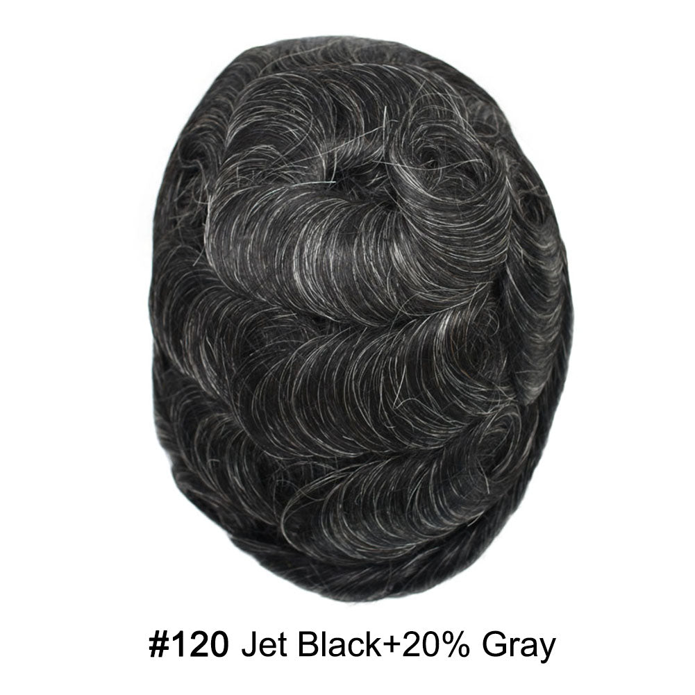 SINGA HAIR US Stock 0.06mm Ultra Thin Skin Hair System for Men V-Looped Knots Mens Hairpieces Toupee for Men
