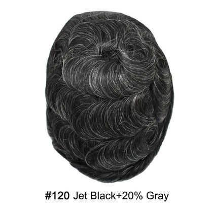 SINGA HAIR US Stock 0.06mm Ultra Thin Skin Hair System for Men V-Looped Knots Mens Hairpieces Toupee for Men