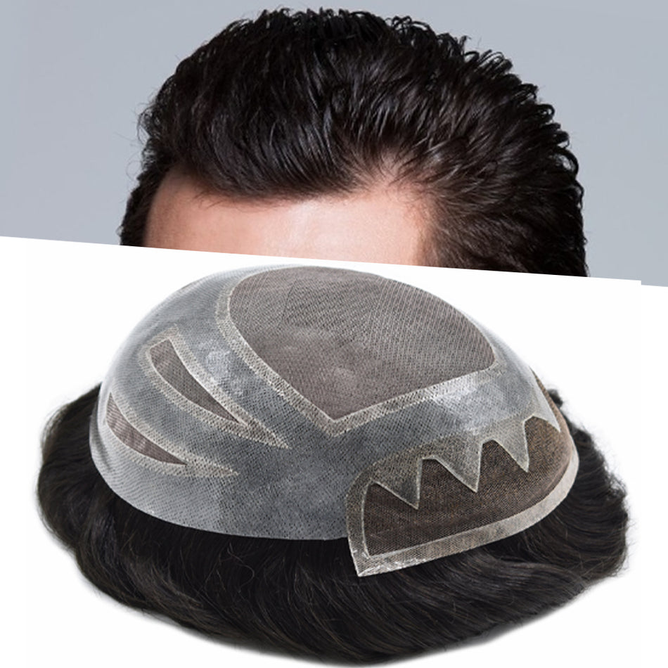 SINGA HAIR Toupee For Men Fine Mono Mens Hair Piece Human Hair Units Replacement System Lace Front Hairpieces