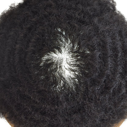 SINGA HAIR Afro Toupee For Black Men Human Hair Replacement System Units 0.12mm Durable Full Poly Skin Mens Hairpiece African American Mens Weave Hair Units