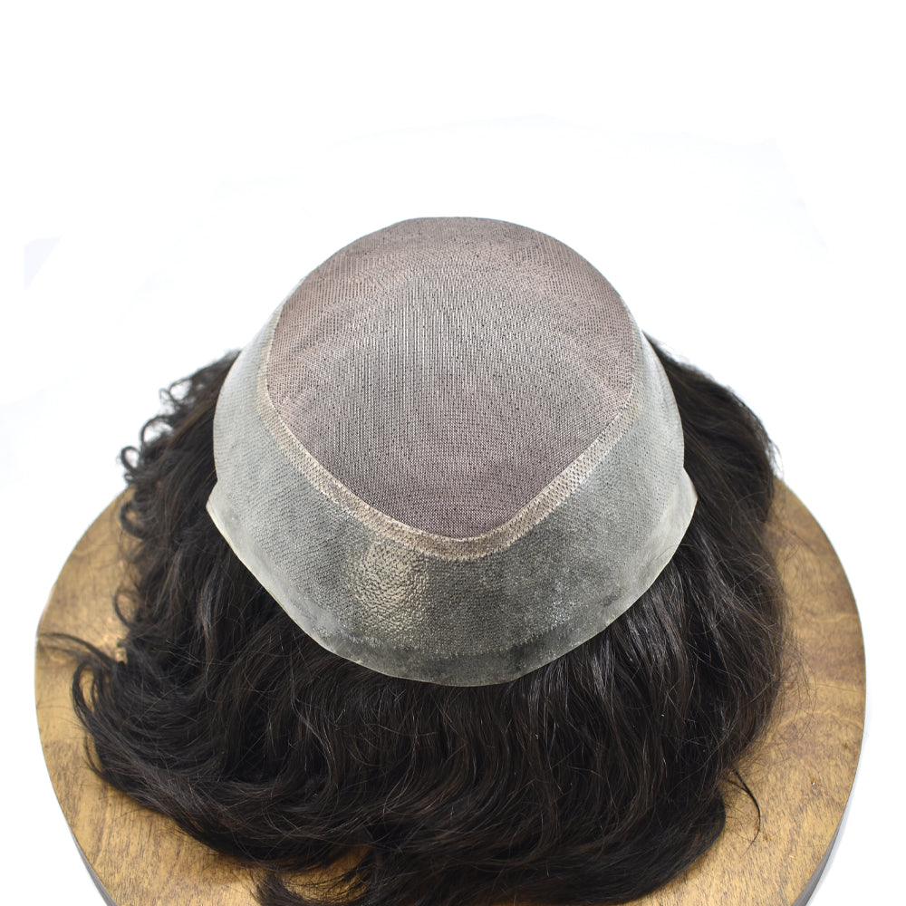 SINGA HAIR US STOCK Afro Toupee For Black Men Fine Mono Men Wave Hair Unit Clear Poly Around Kinky Curly Hairpiece