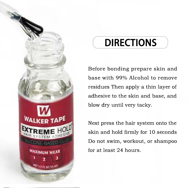 Extreme Hold Glue Adhesive Soft Bond Lace Poly Hair Replacement System Front Bonding Weave Wigs Active Hair System Hairpiece Super Bold Hold Adhesive Liquid Glue 0.5 Oz