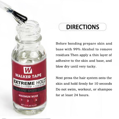 Extreme Hold Glue Adhesive Soft Bond Lace Poly Hair Replacement System Front Bonding Weave Wigs Active Hair System Hairpiece Super Bold Hold Adhesive Liquid Glue 0.5 Oz