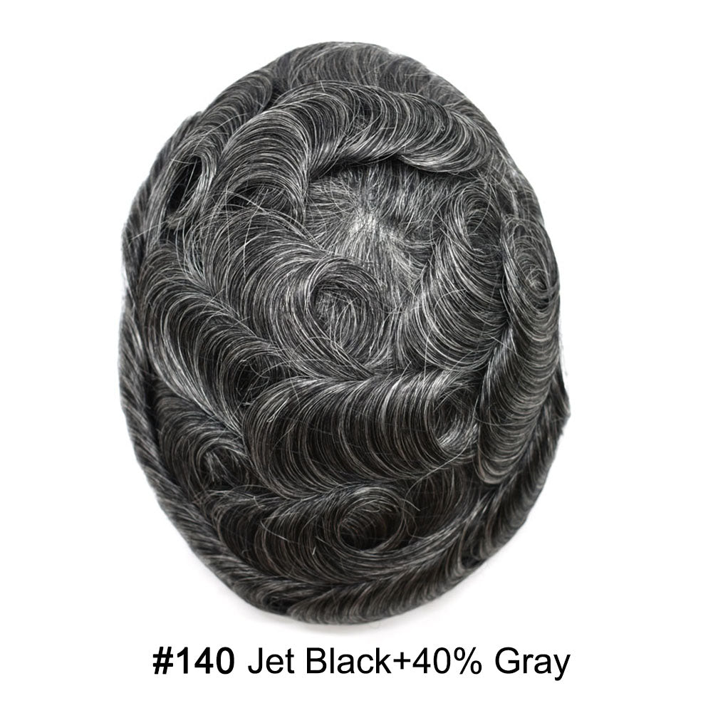 SINGA HAIR US Stock 0.06mm Ultra Thin Skin Hair System for Men V-Looped Knots Mens Hairpieces Toupee for Men