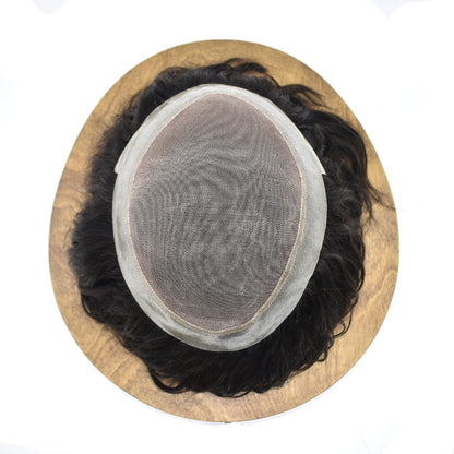 SINGA HAIR US STOCK Afro Toupee For Black Men Fine Mono Men Wave Hair Unit Clear Poly Around Kinky Curly Hairpiece