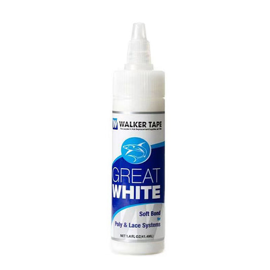 Great White Glue Adhesive Soft Bond Lace Poly Hair Replacement System Front Bonding Weave Wigs Active Wig Hairpiece Super Bold Hold Adhesive Liquid Glue 1.4 Oz