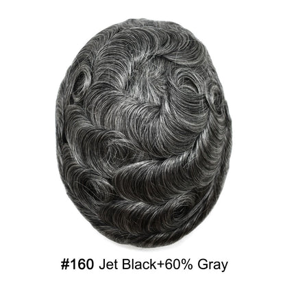 SINGA HAIR US Stock 0.06mm Ultra Thin Skin Hair System for Men V-Looped Knots Mens Hairpieces Toupee for Men