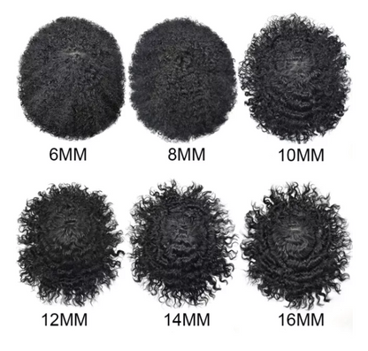 SINGA HAIR Afro Toupee For Black Men Human Hair Replacement System Units 0.12mm Durable Full Poly Skin Mens Hairpiece African American Mens Weave Hair Units