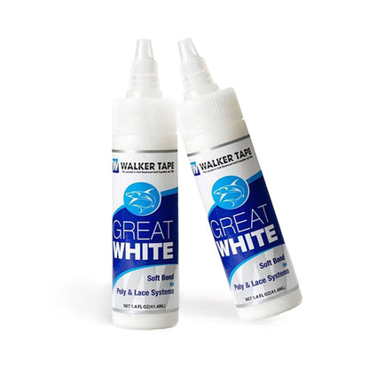 Great White Glue Adhesive Soft Bond Lace Poly Hair Replacement System Front Bonding Weave Wigs Active Wig Hairpiece Super Bold Hold Adhesive Liquid Glue 1.4 Oz